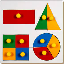  Inset Shape Fraction Board With Knob (Wooden Tray)